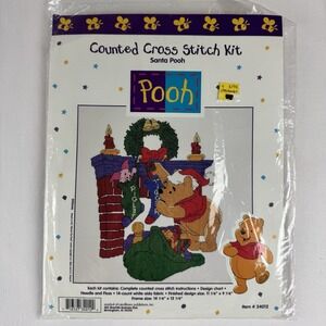 Winnie the Pooh Santa Pooh Counted Cross Stitch Kit 34012‎ Christmas Stocking